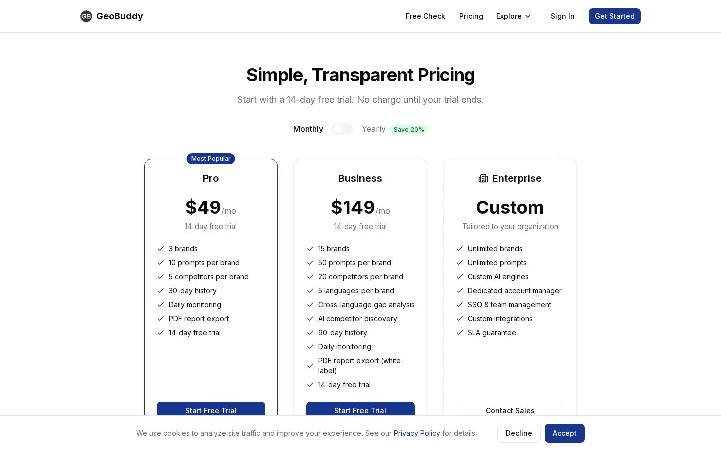GeoBuddy Pricing