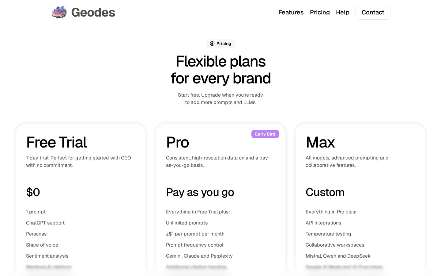 Geodes.ai Pricing