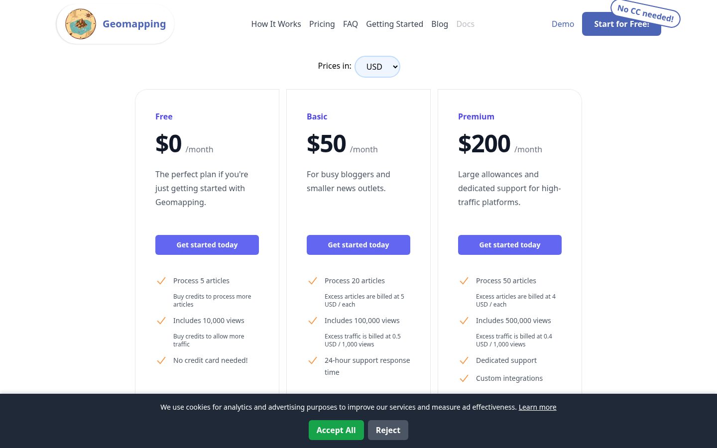 Geomapping Pricing