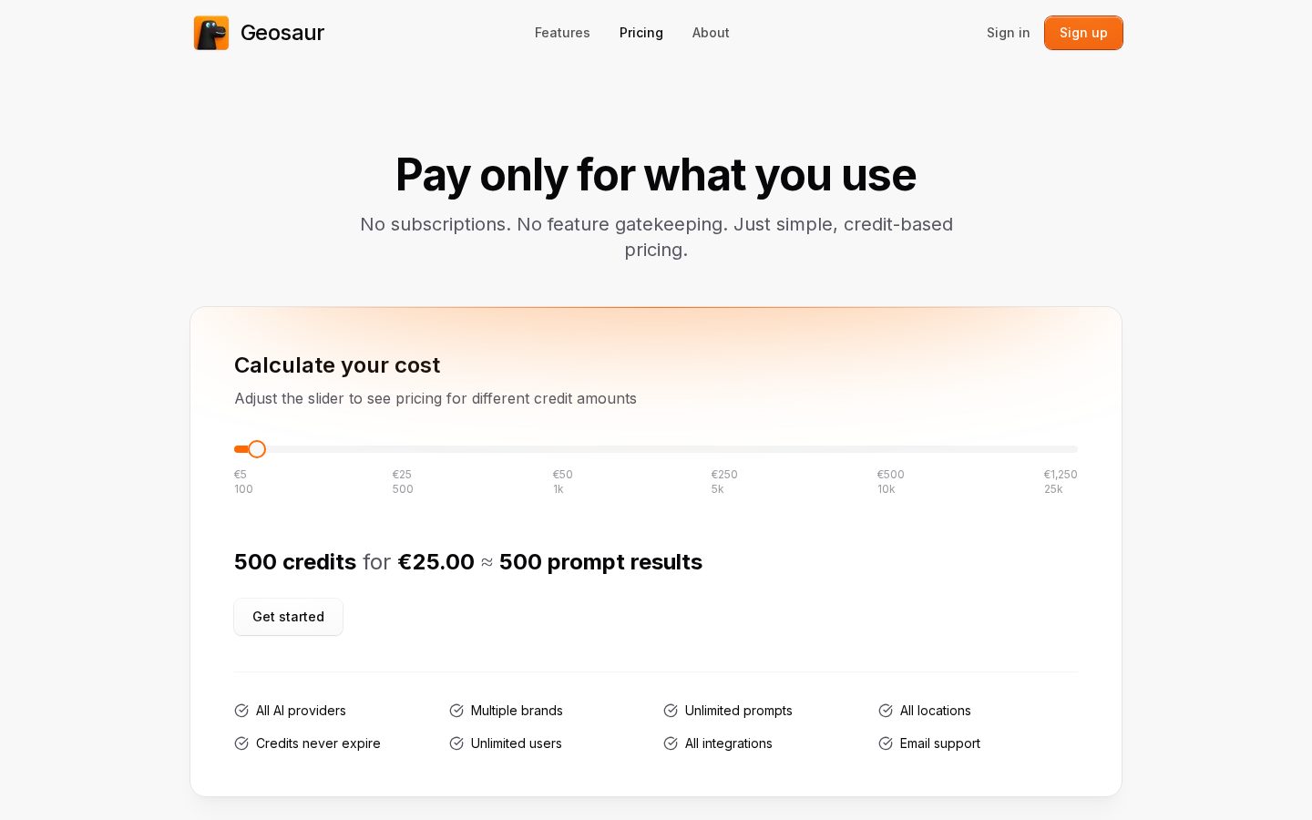 Geosaur Pricing
