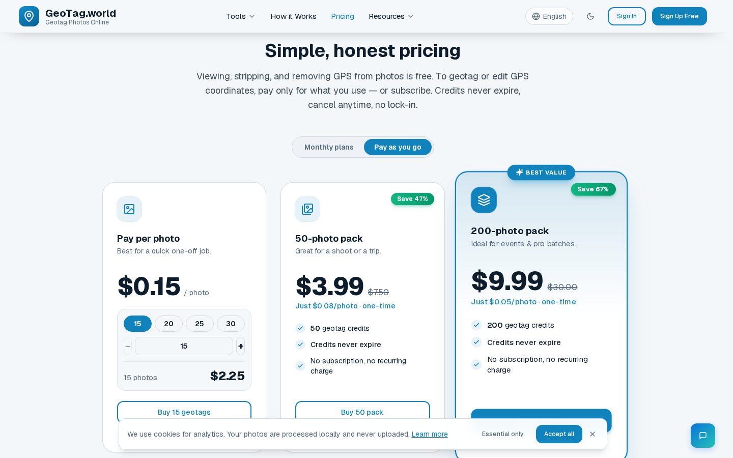 geotag.world Pricing