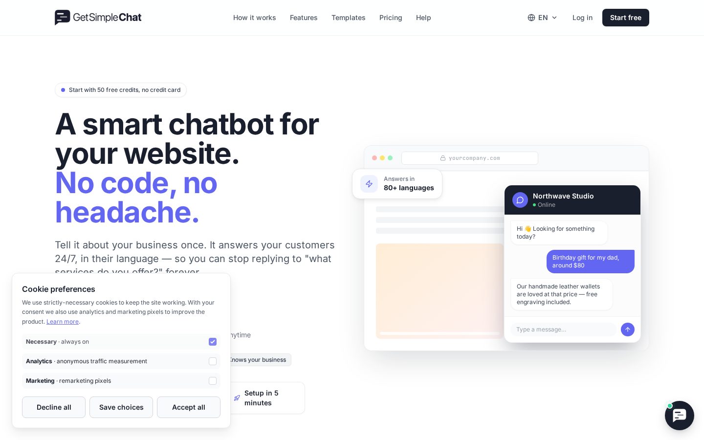 Get Simple Chat Homepage