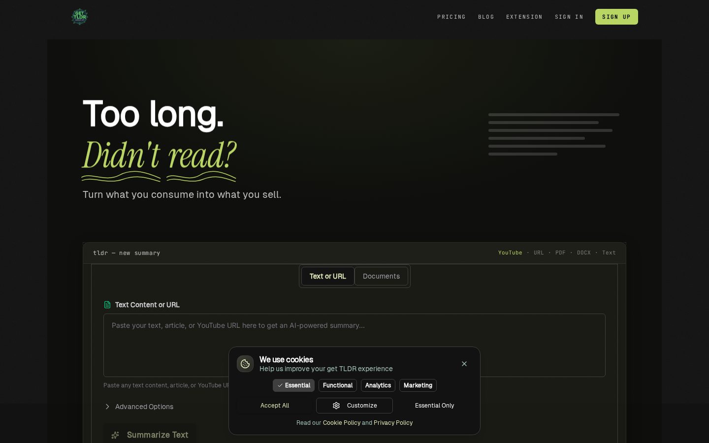 Get TLDR Homepage
