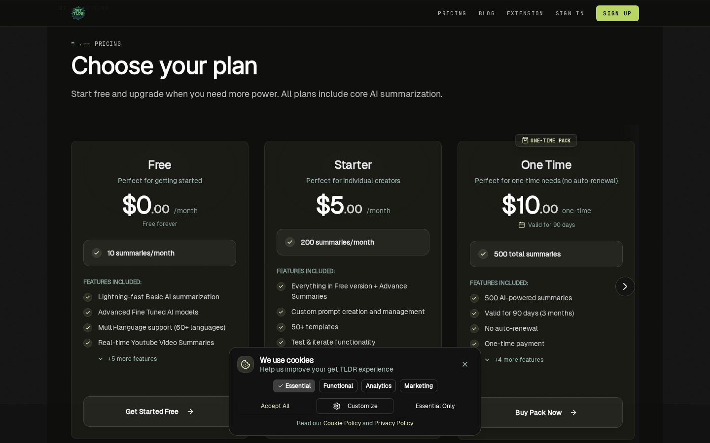 Get TLDR Pricing