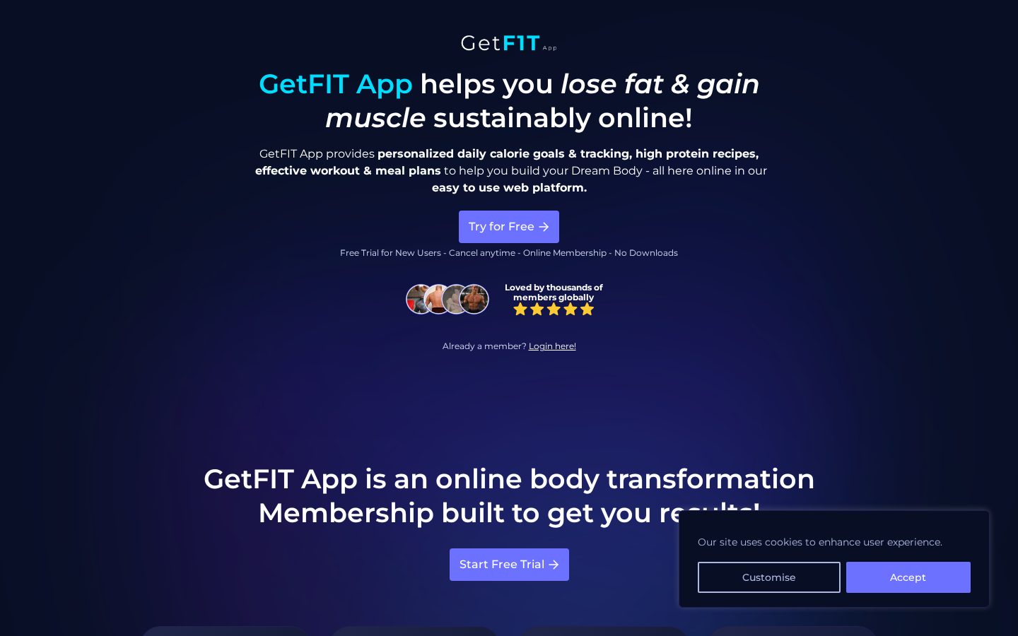 GetFIT App Homepage