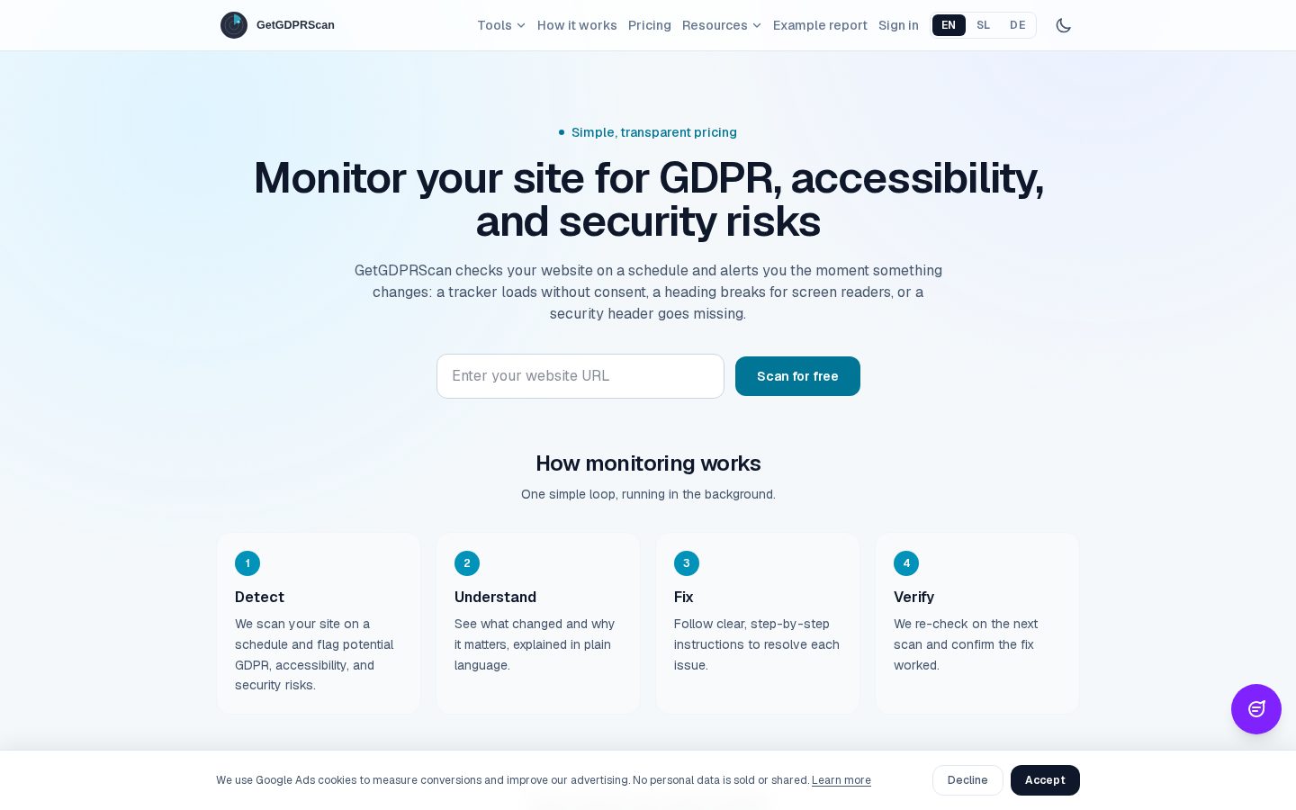 GetGDPRScan Pricing