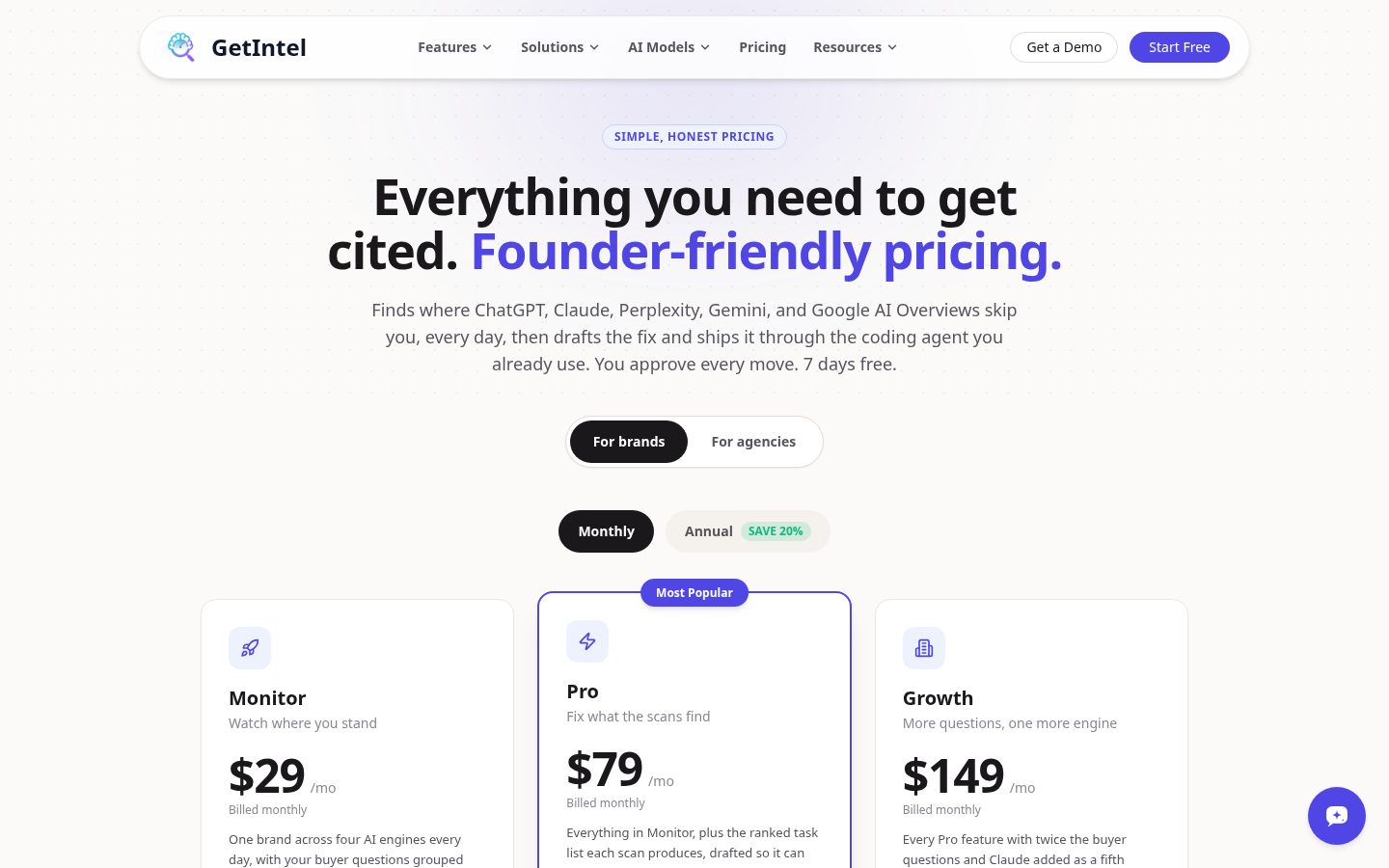 GetIntel Pricing