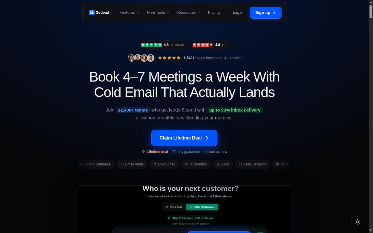 Getlead Homepage