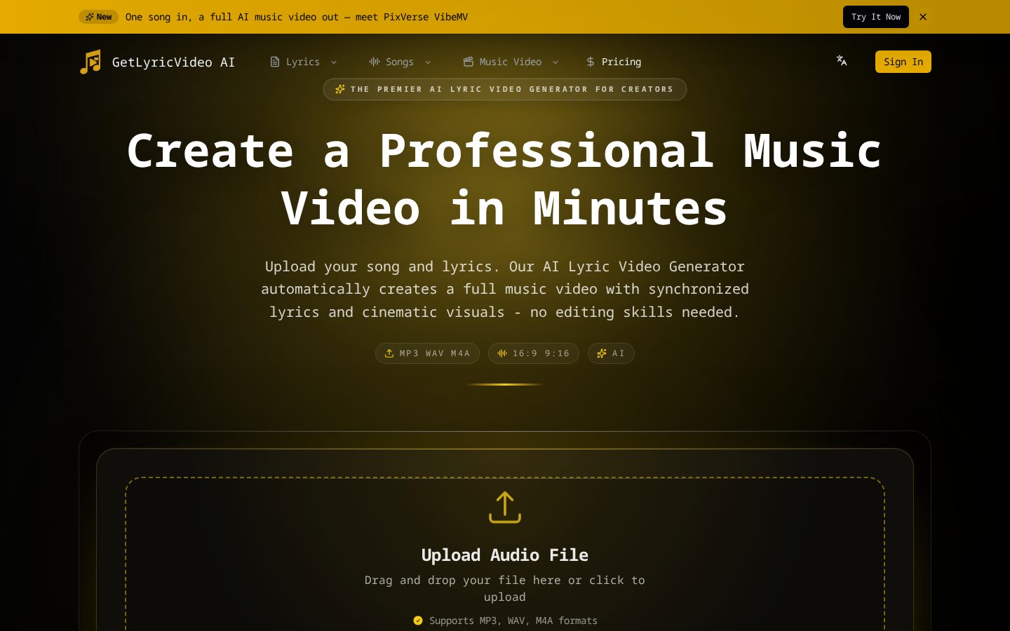 GetLyricVideo AI Homepage