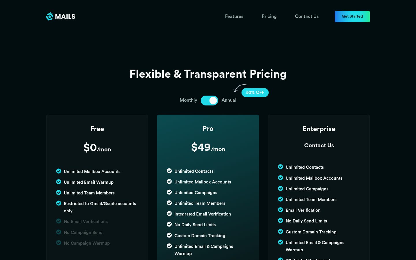 GetMails Pricing