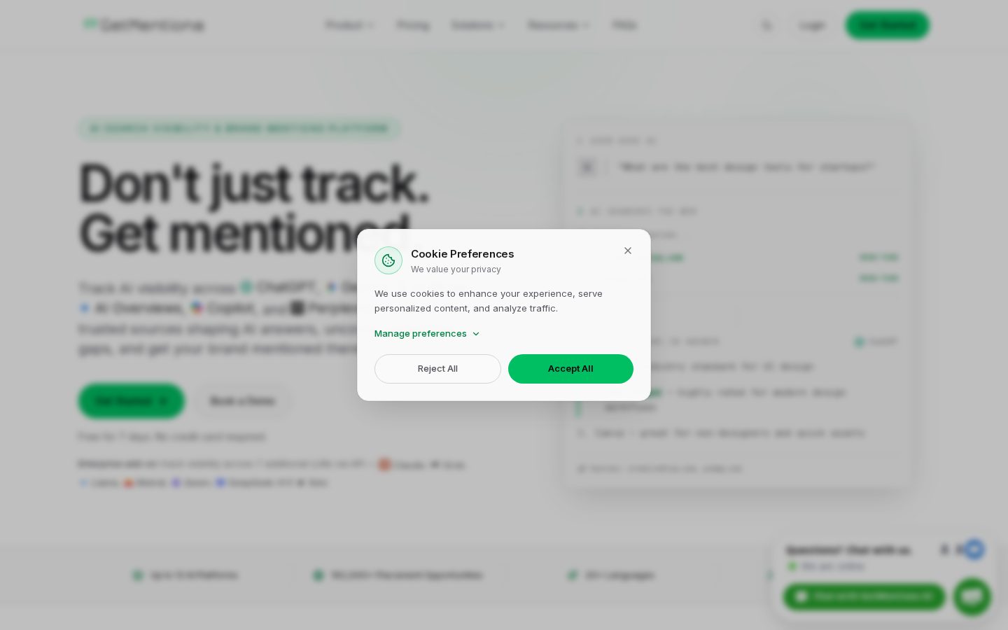 GetMentions AI Homepage