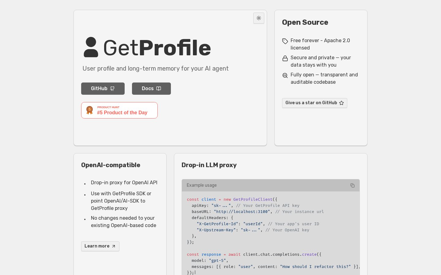 GetProfile Homepage