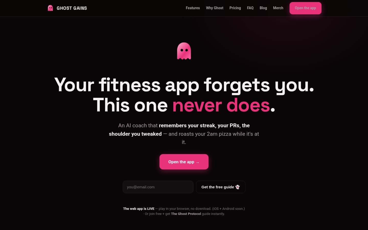 Ghost Gains Homepage