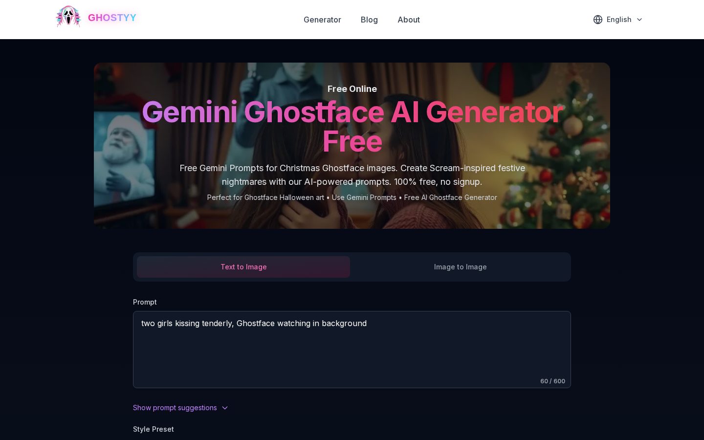 Ghostface AI Generator Homepage