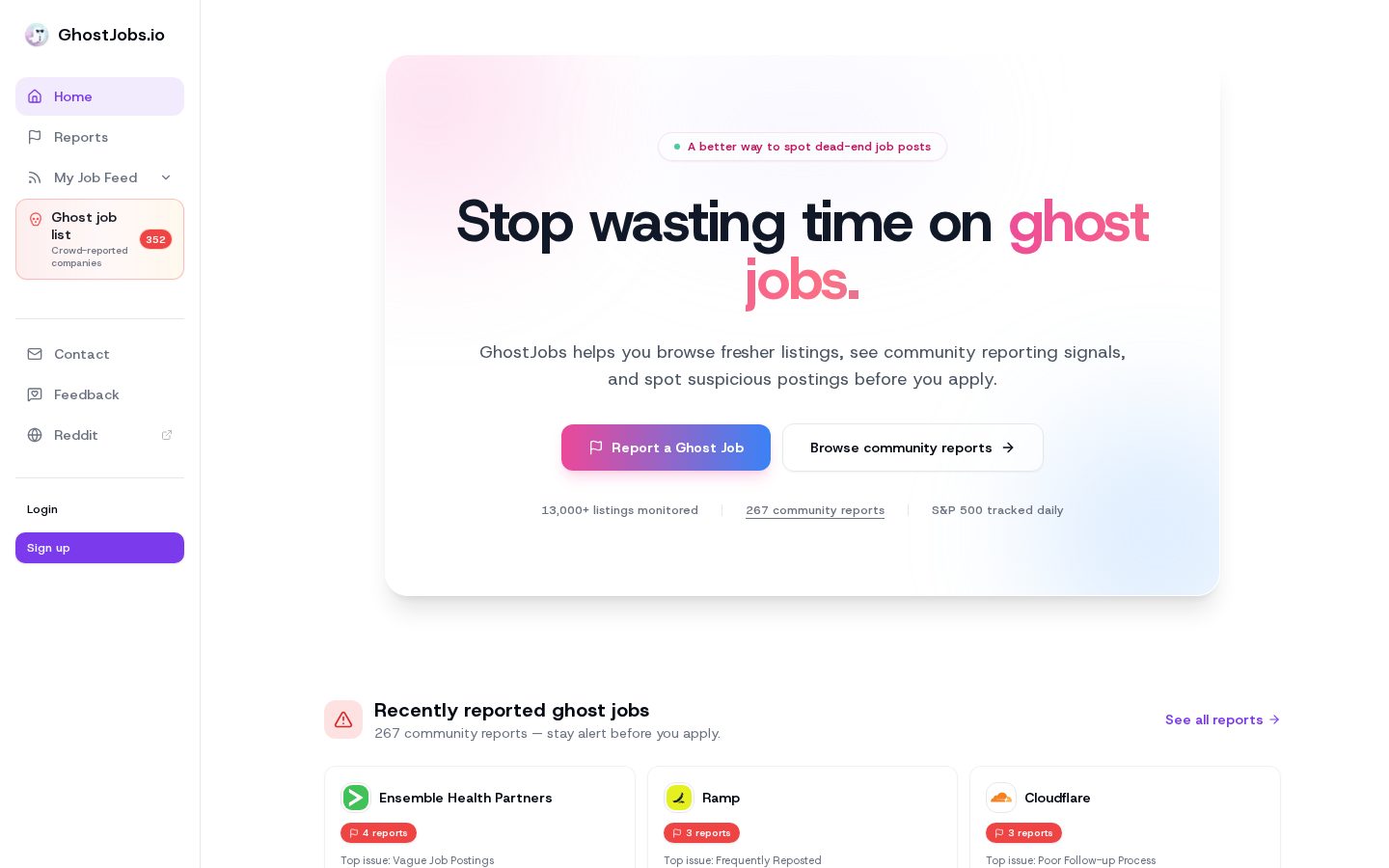 GhostJobs.io Homepage