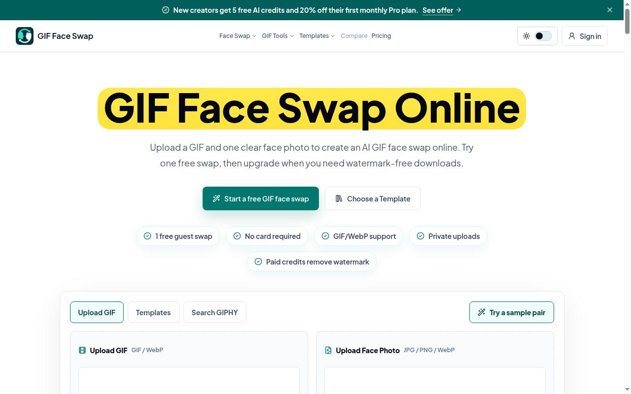GIF Face Swap Homepage