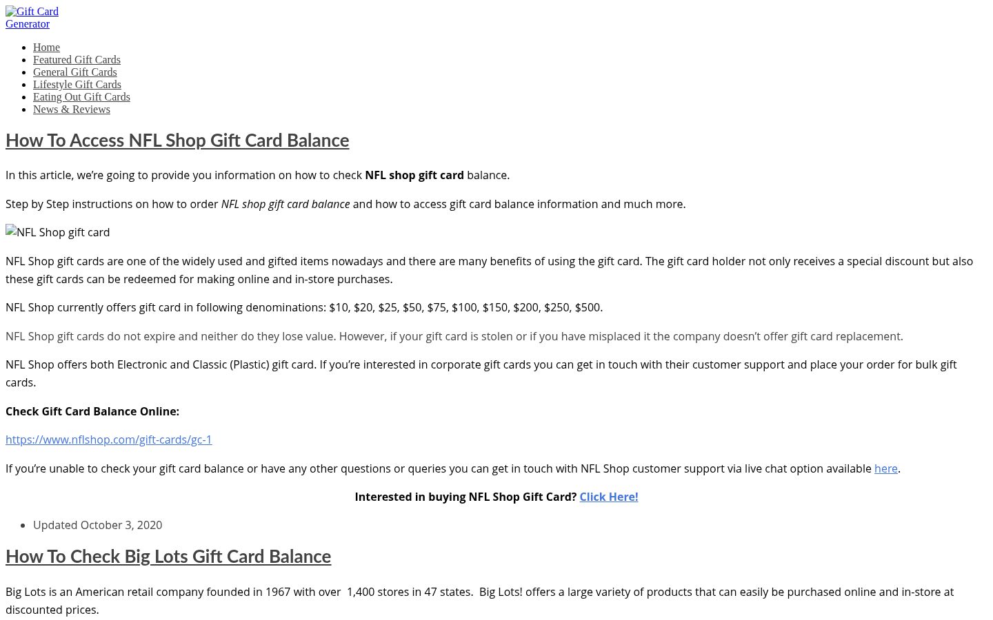 Gift Card Generator Homepage