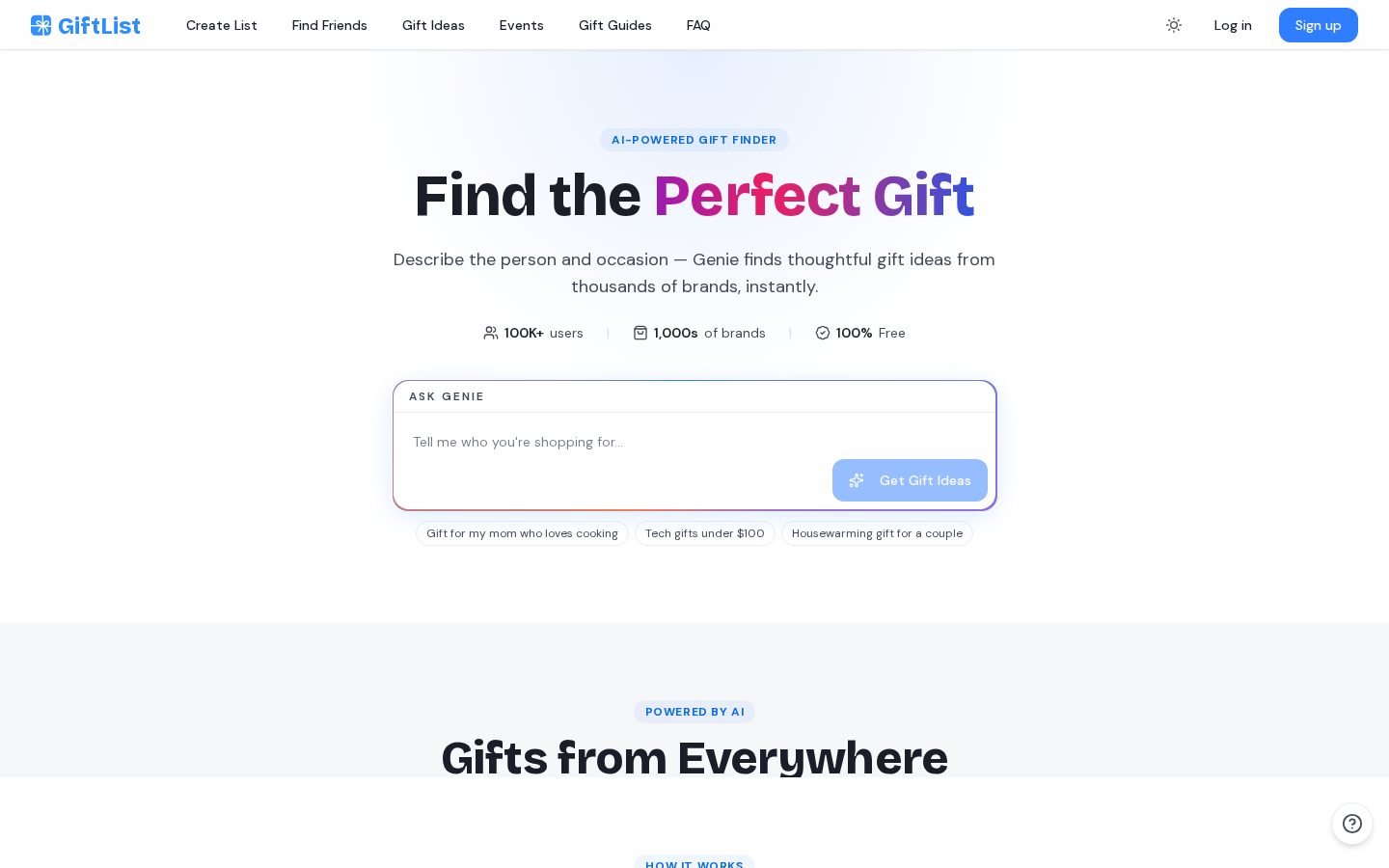 GiftList Homepage