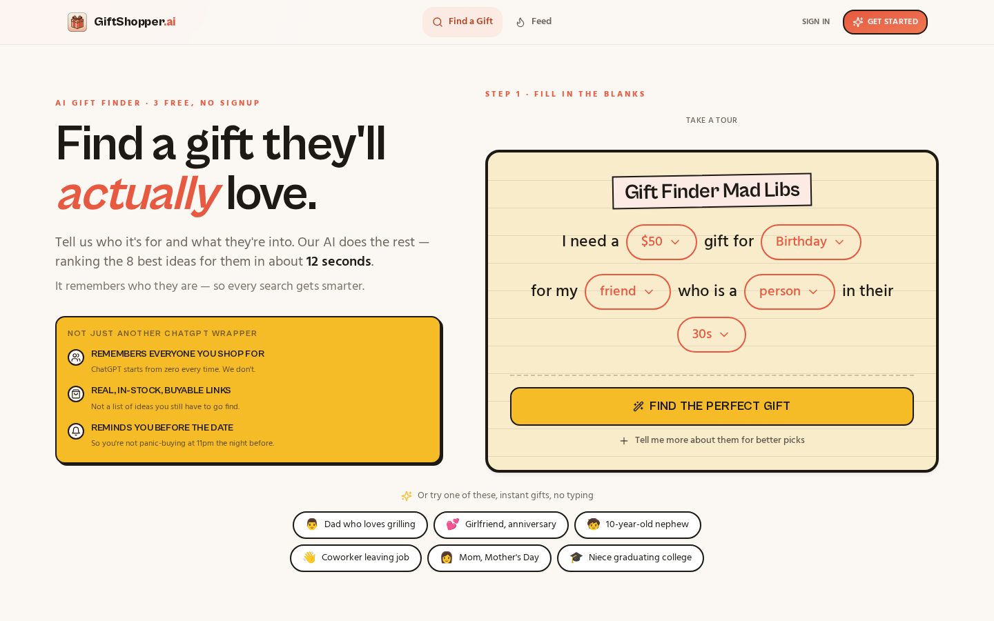 GiftShopper.ai Homepage