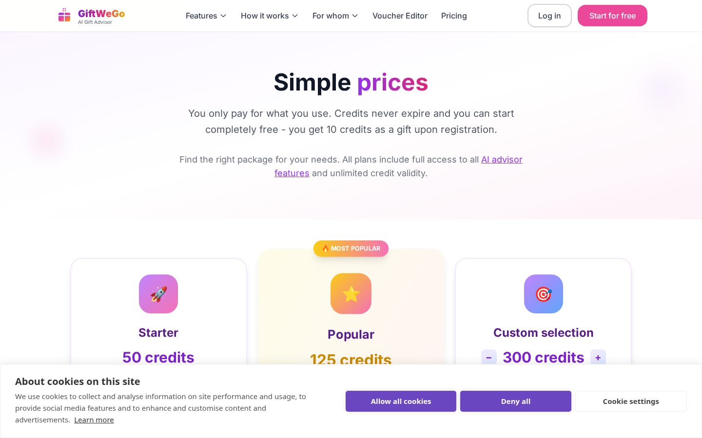 GiftWeGo Pricing