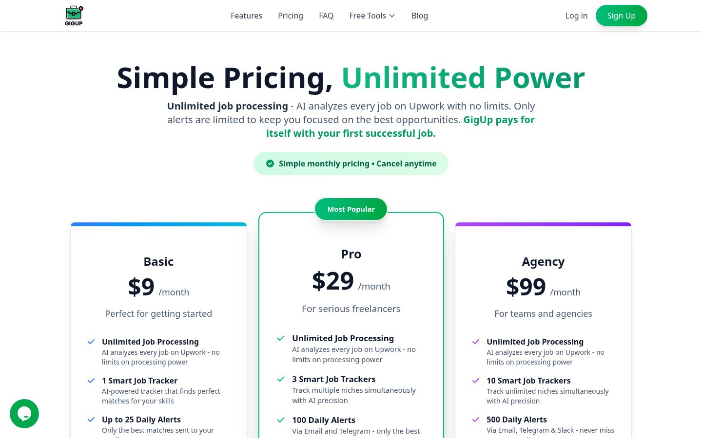 GigUp Pricing