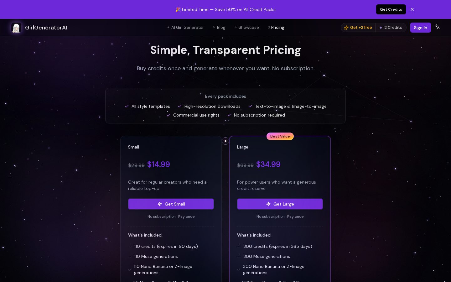GirlGeneratorAI Pricing