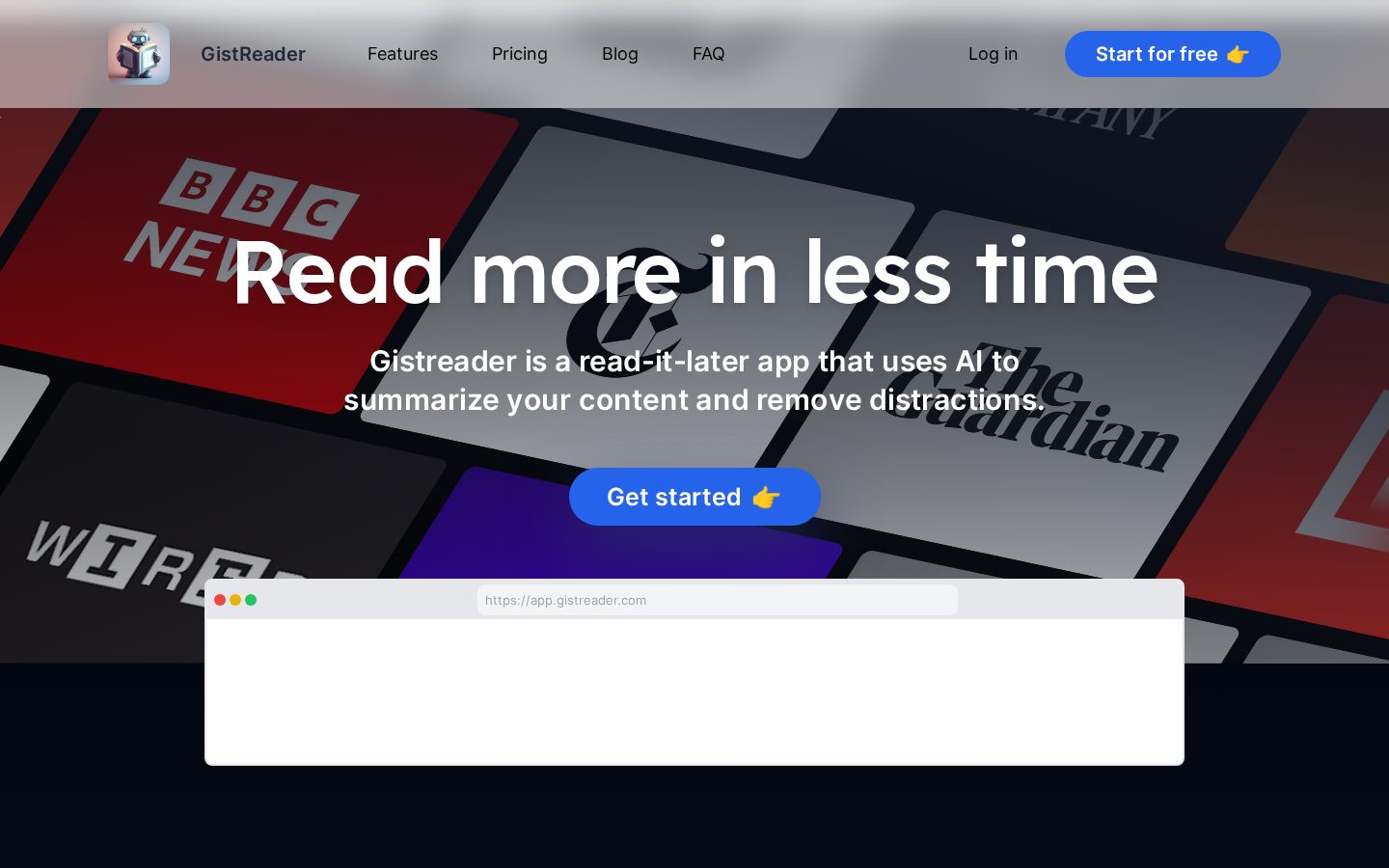 GistReader Homepage