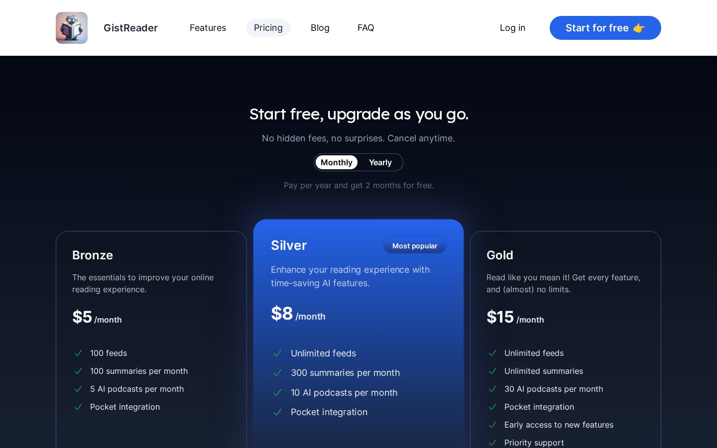 GistReader Pricing
