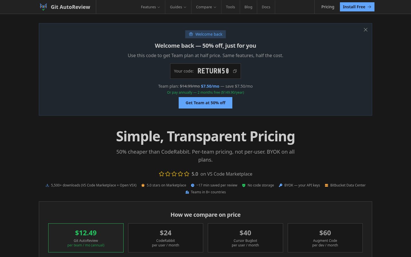 Git AutoReview Pricing