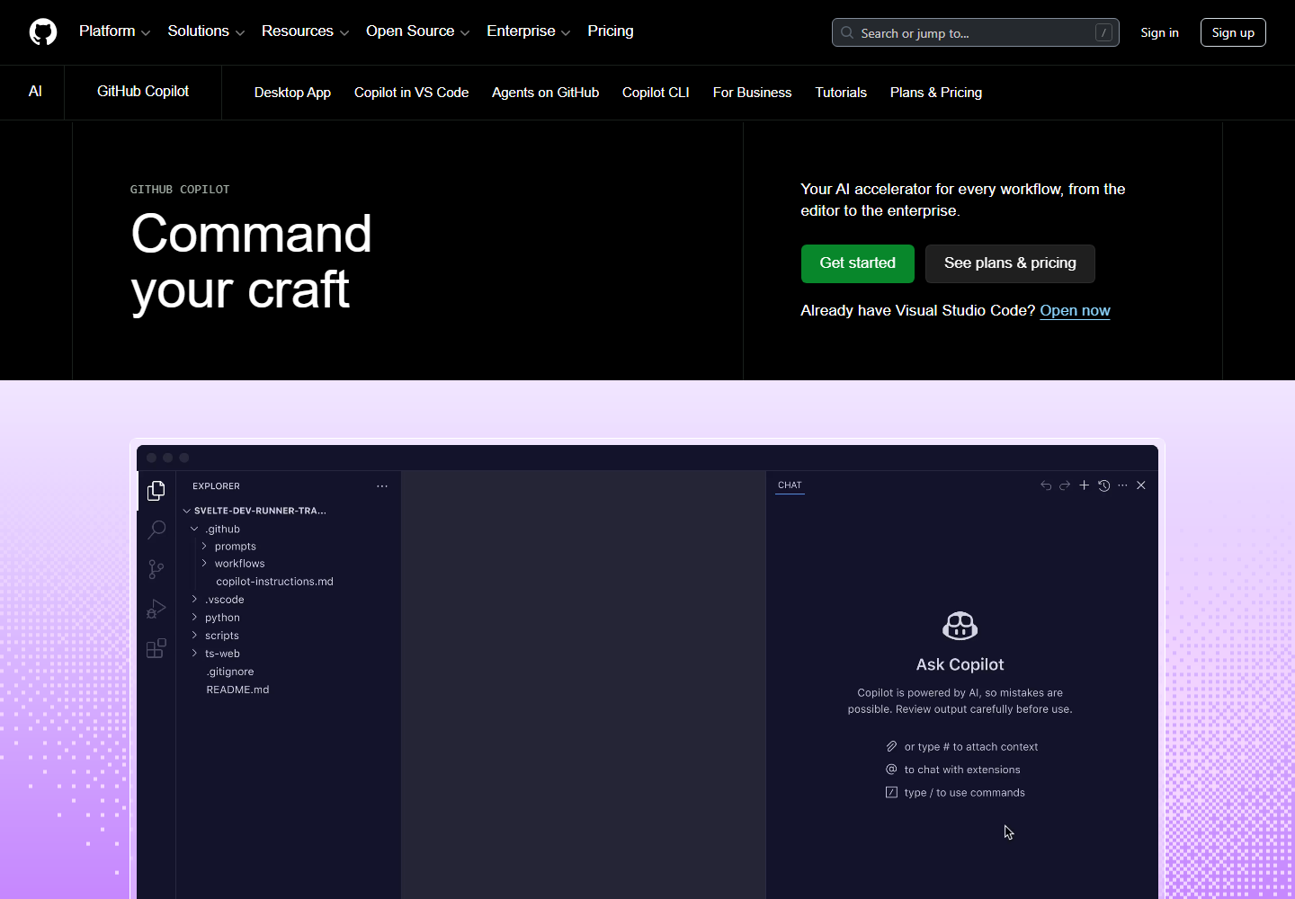 GitHub Copilot · Your AI pair programmer homepage