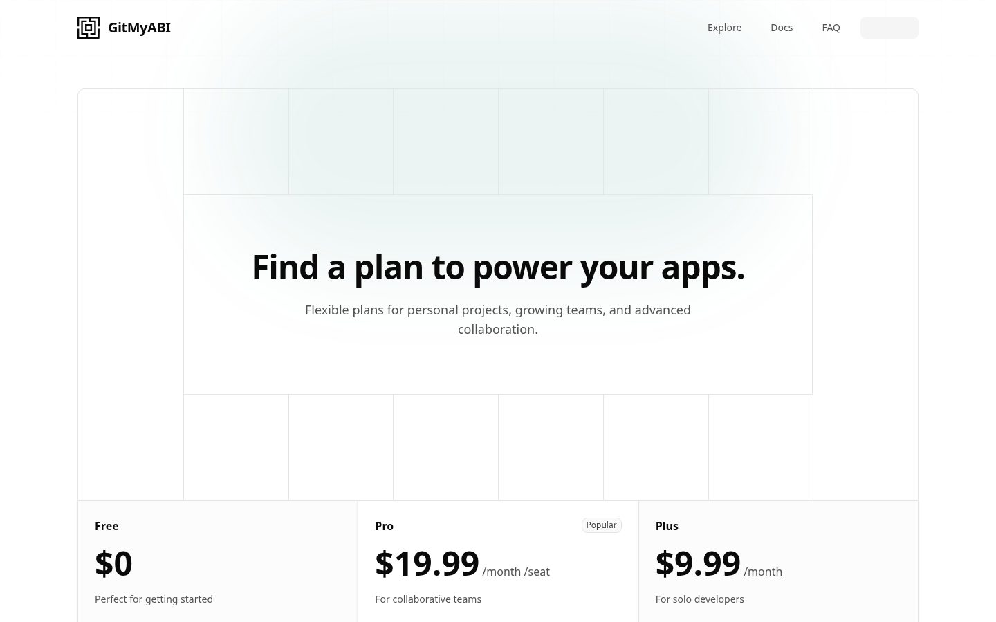 GitMyABI - Enterprise-grade ABI & Type delivery for web3 teams and Agents. Pricing