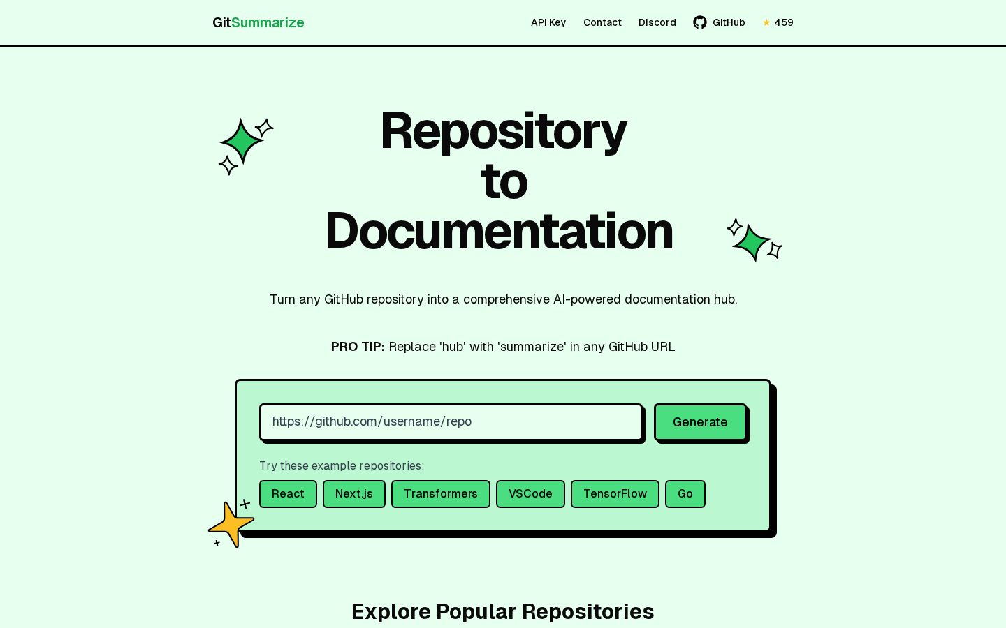 GitSummarize Homepage