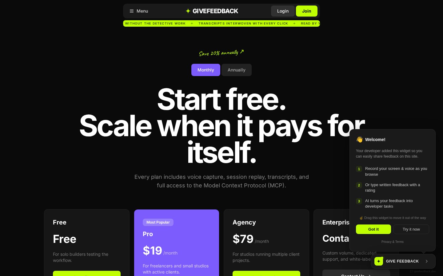 GiveFeedback Pricing