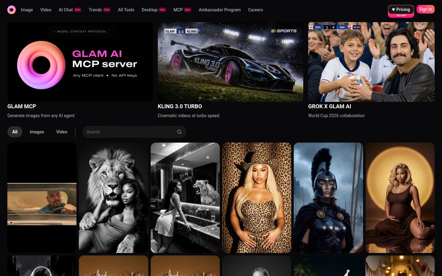 Glam AI Homepage
