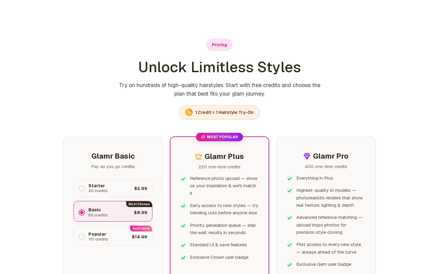 GLAMR Pricing
