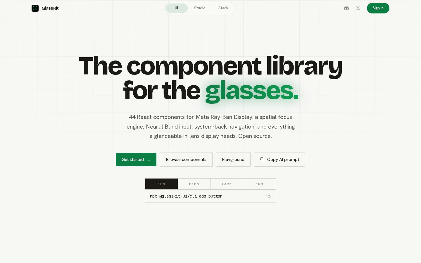 GlassKit UI Homepage