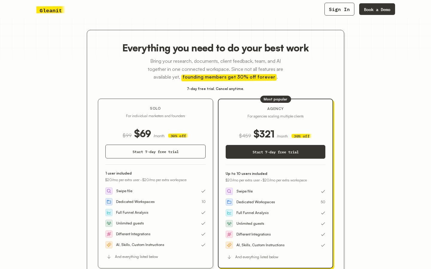 Gleanit Pricing