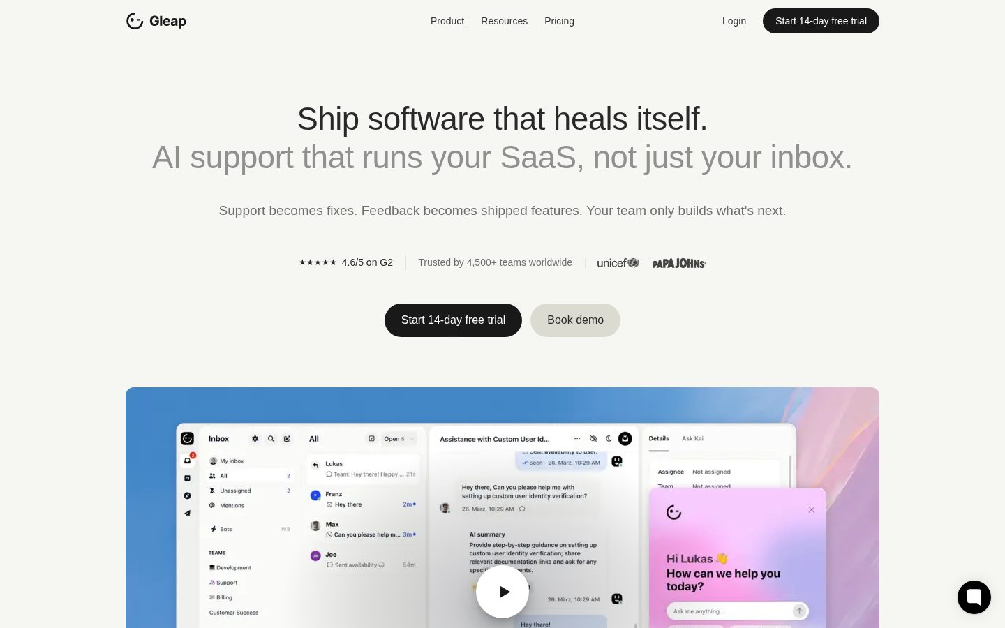 Gleap Homepage