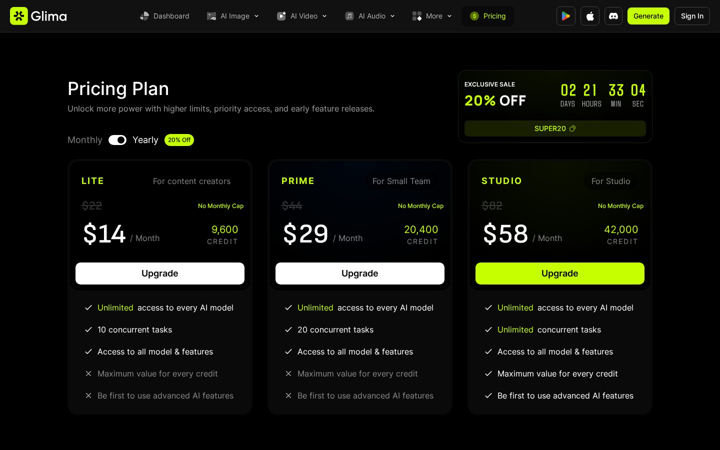 Glima Pricing