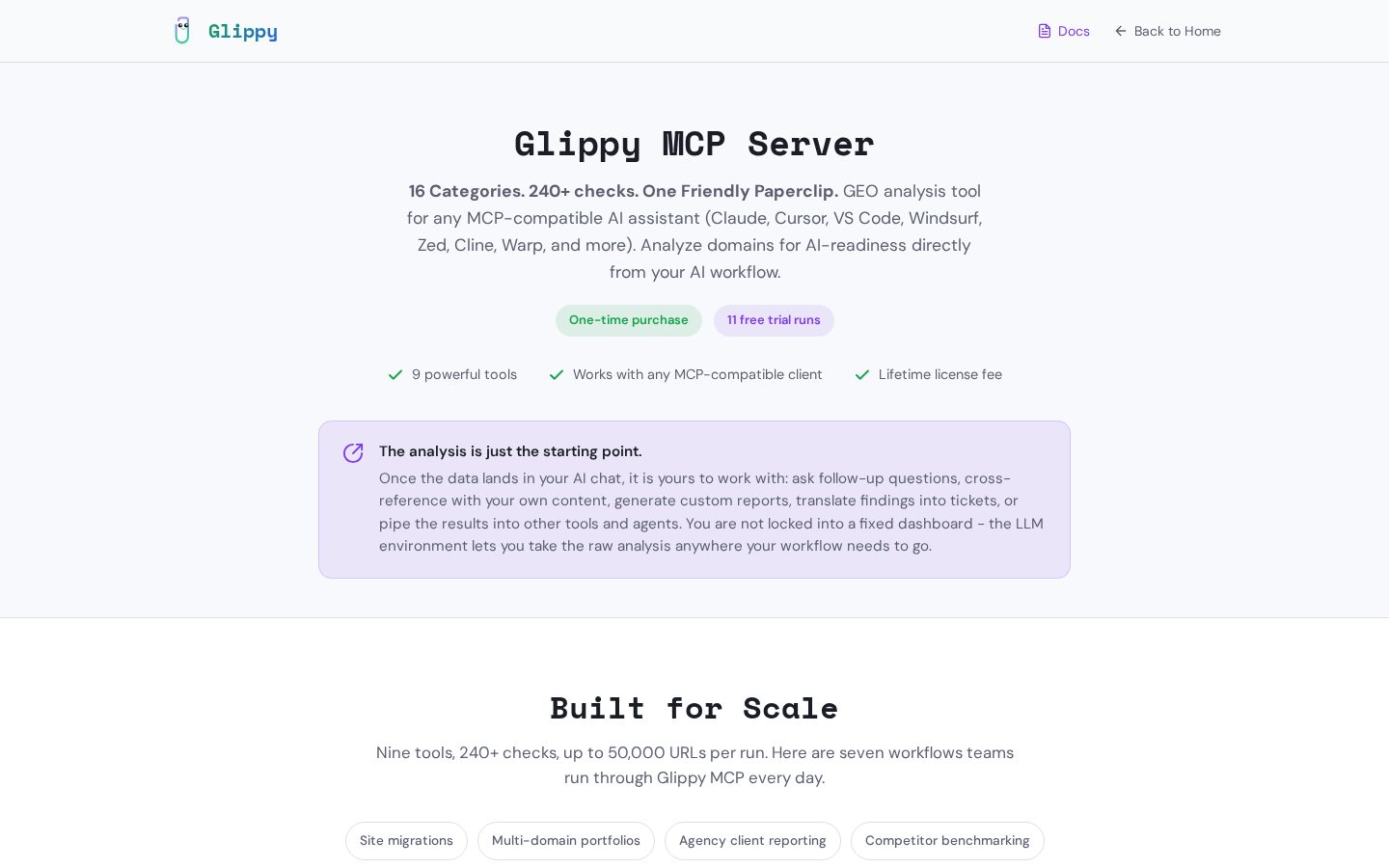 Glippy MCP Homepage