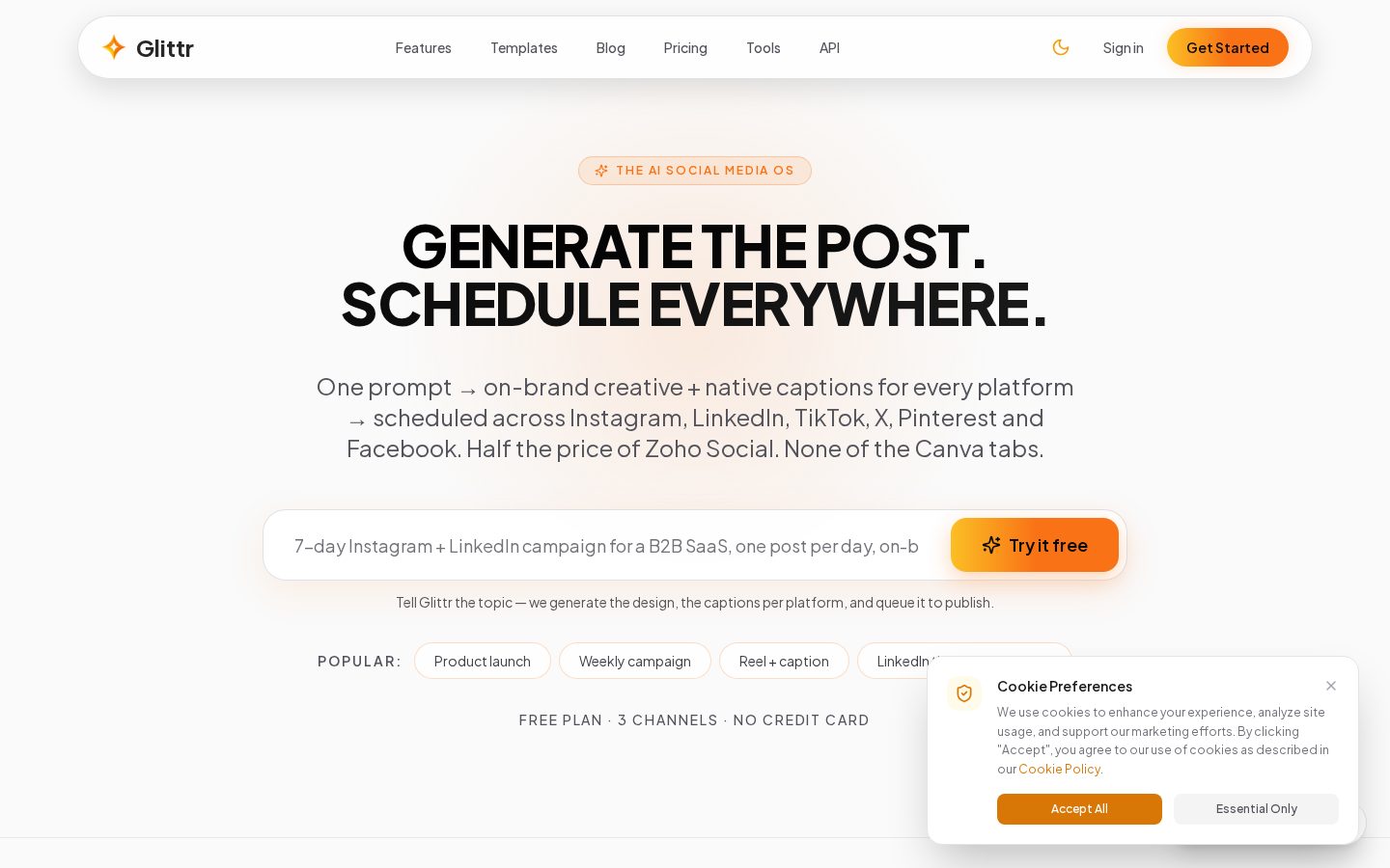 Glittr Homepage