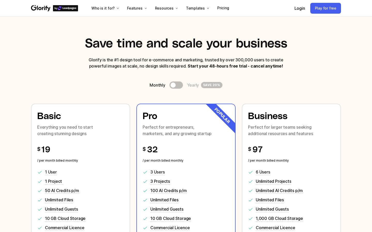 Glorify Pricing