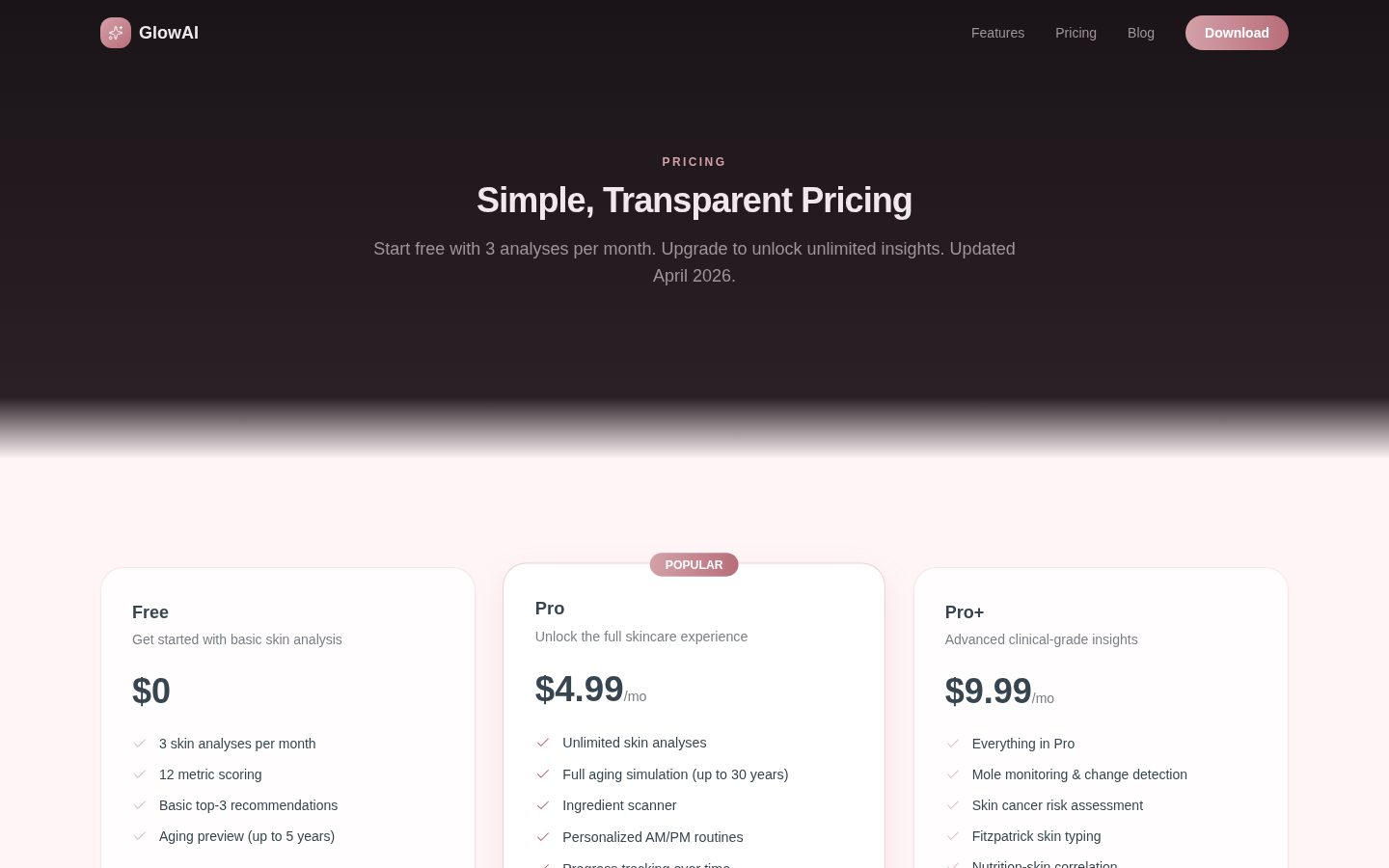 GlowAI Pricing