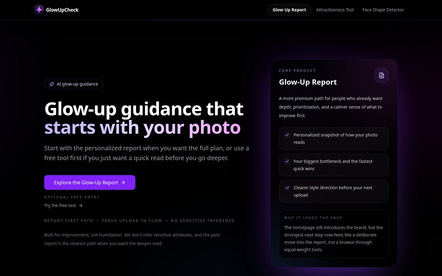 GlowUpCheck Homepage