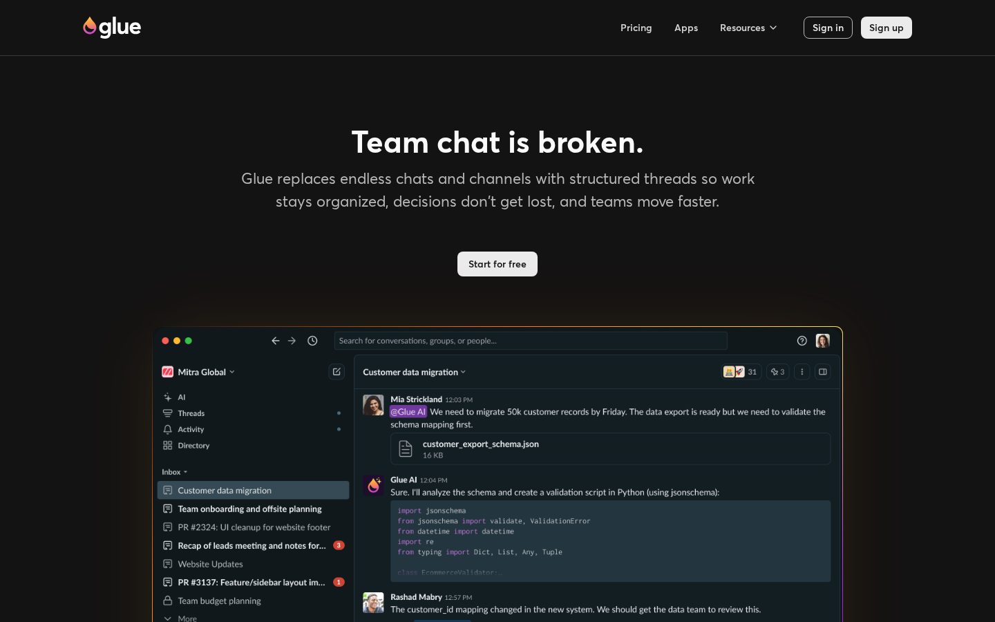 Glue Homepage
