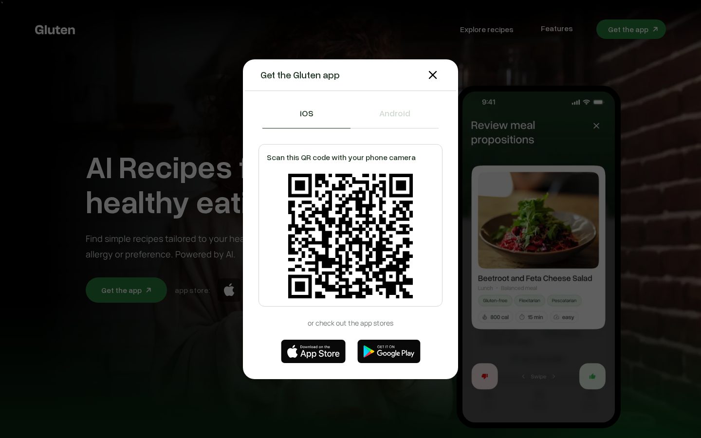 Gluten AI Homepage