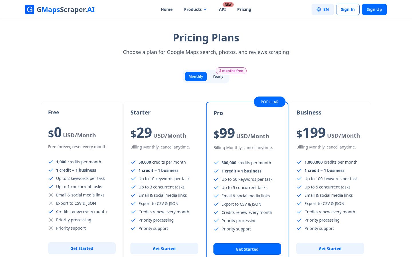 GMapsScraper.AI Pricing