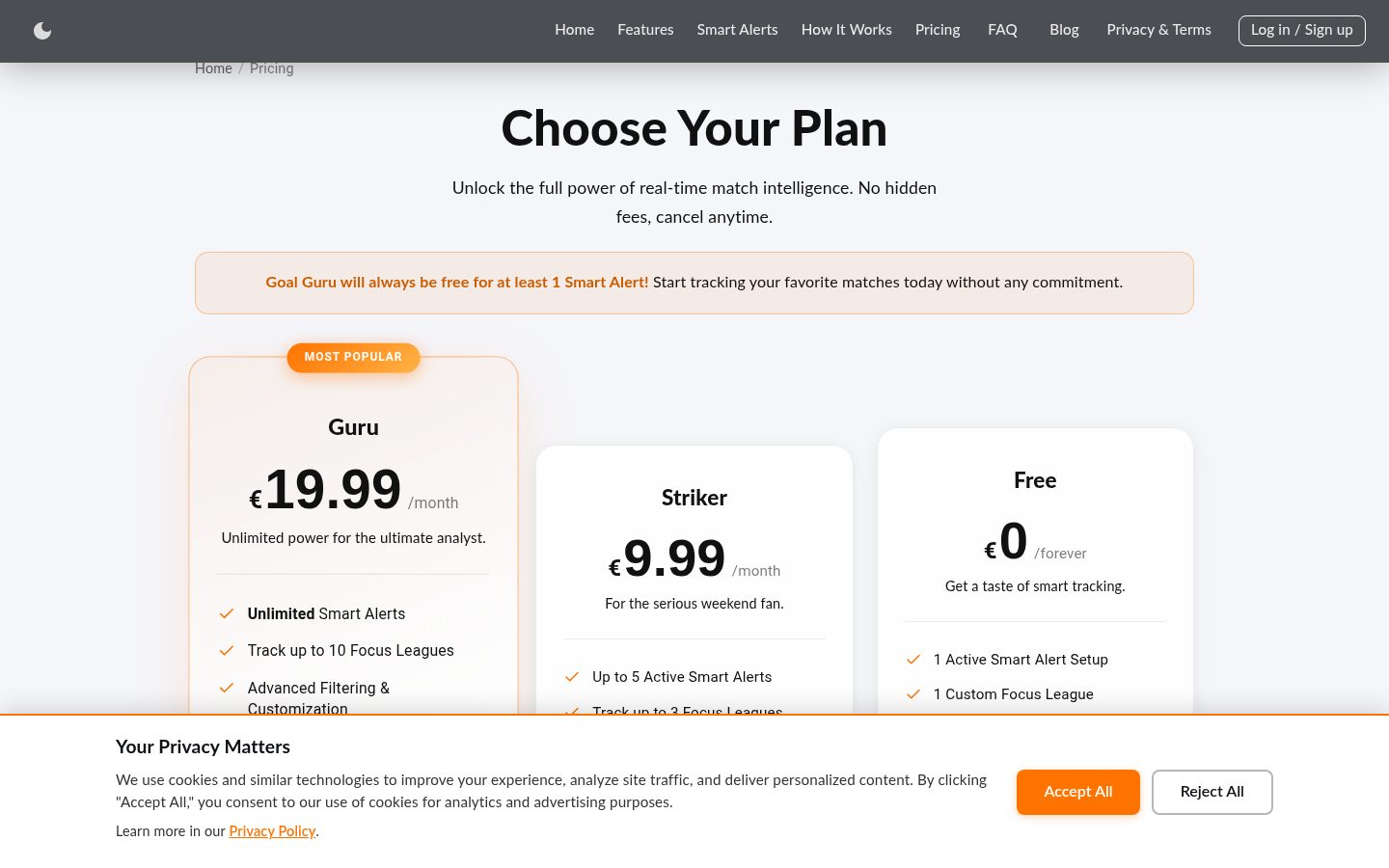 Goal Guru Pricing