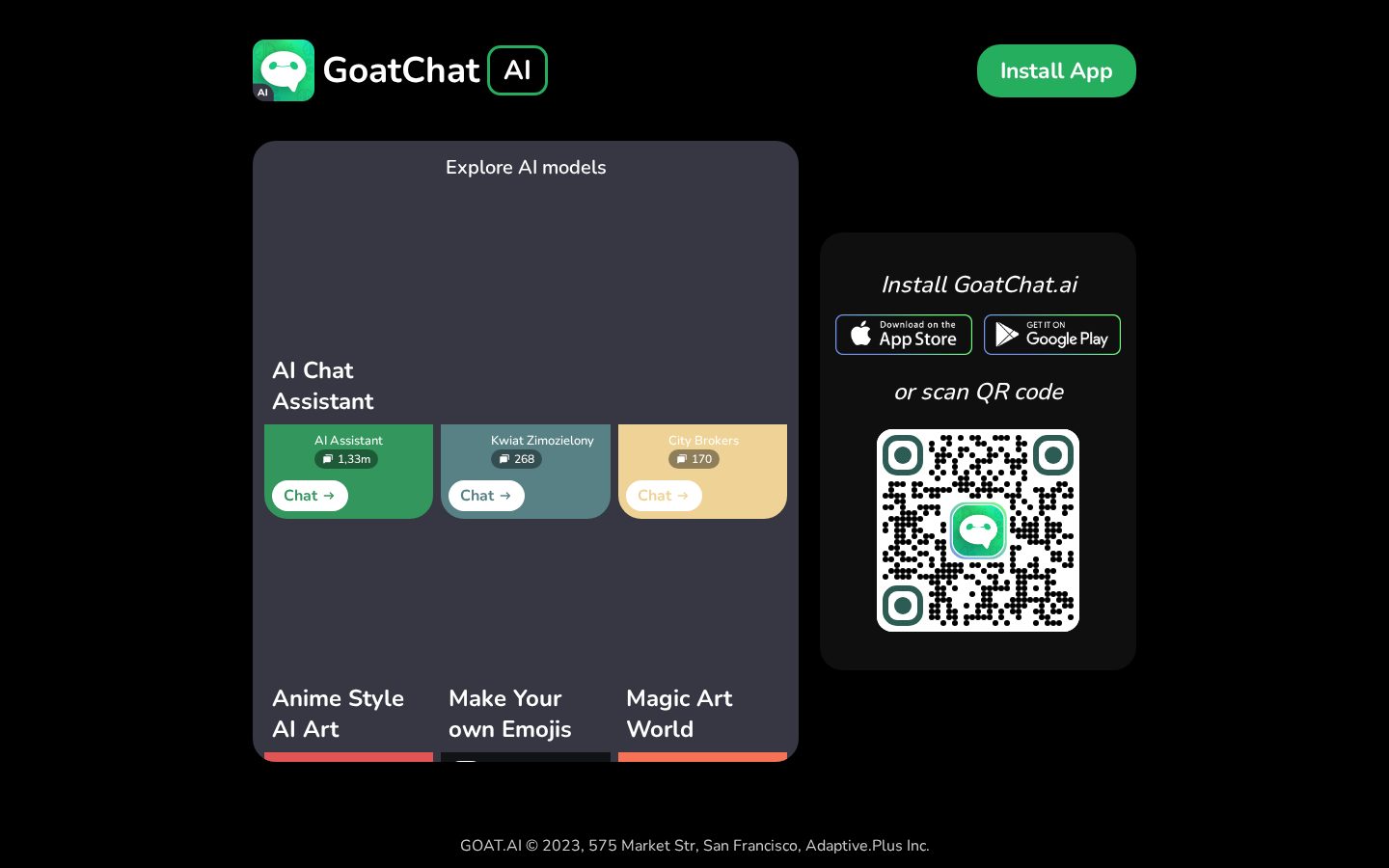 GoatChat Homepage