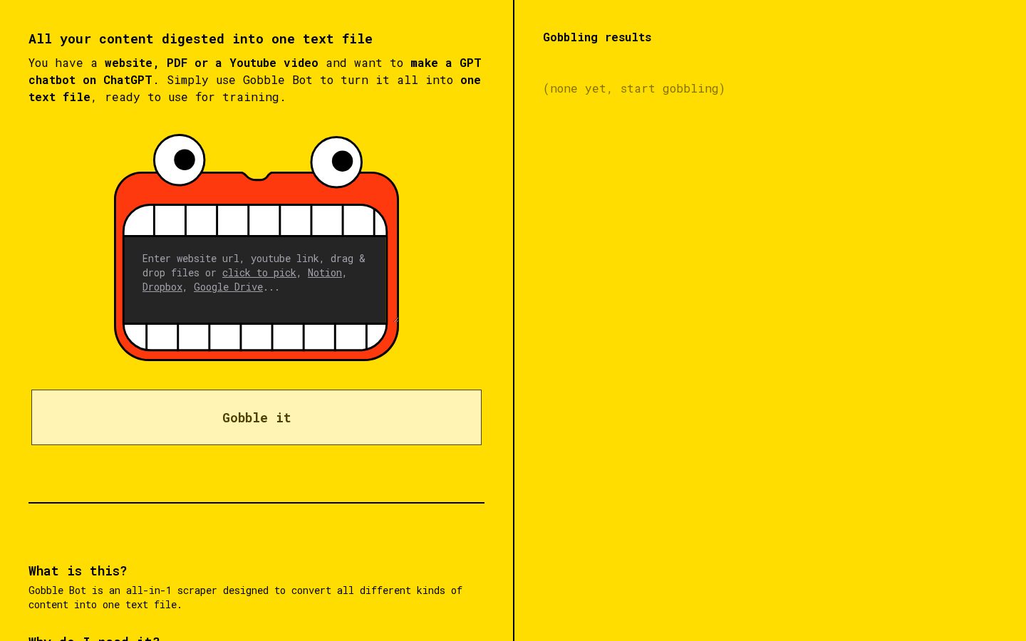 Gobble Bot Homepage